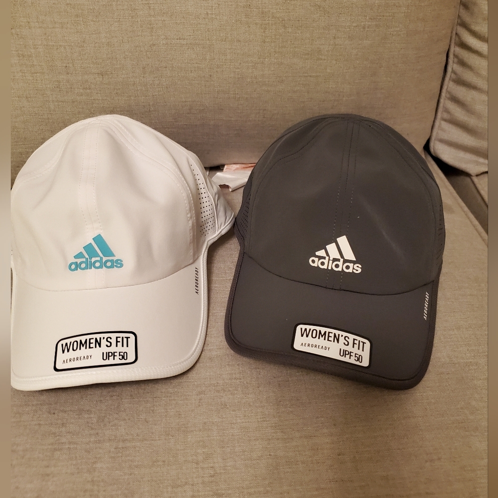 Adidas Women's Superlite AEROREADY Classic Hat Cap, 2-Pack, Gray and White - Picture 3 of 4